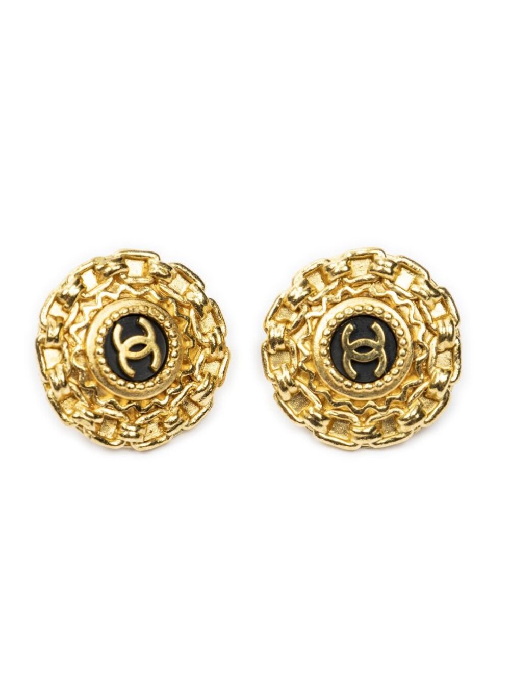Chanel Large CC Round Clip-On Earrings Gold Plated